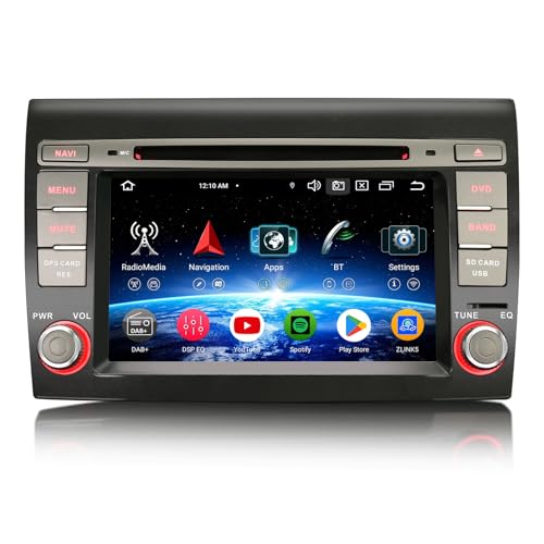 Erisin radio samochodowe 7 cali 8-rdzeniowe 4GB+64GB z systemem Android 14, Bluetooth, nawigacja GPS dla FIAT Bravo 2007-2014, bezprzewodowe CarPlay, Android Auto, WiFi, DSP, DAB+, USB, FM, RDS