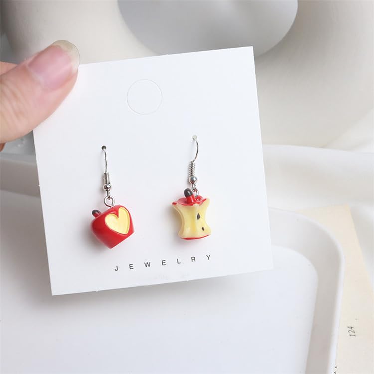 Lovely Apple Dangle Earrings Resin Fruit Food Imitate Jewelry for Women Apple Lover Holloween Earrings-3 Pairs Cake3