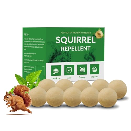 10 Pack Squirrel Repellent Outdoor, Chipmunk Repellent, Rodent & Squirrel Repellent for Attic, Car Engines, Ultra Powerful Squirrel Deterrent Keep Squirrels Out of Garden, Long-Lasting, Pet Safe