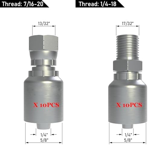 100 Ft 1/4 inch Hydraulic Hose with 10PCS 1/4" Hose x 1/4" JIC 37° Female & 10PCS 1/4" Hose x 1/4" NPTF Male Hydraulic Hose Fittings, Hydraulic Oil Flexible Hose -20℃ to 140℃ Coiled Hydraulic Hose — view 2