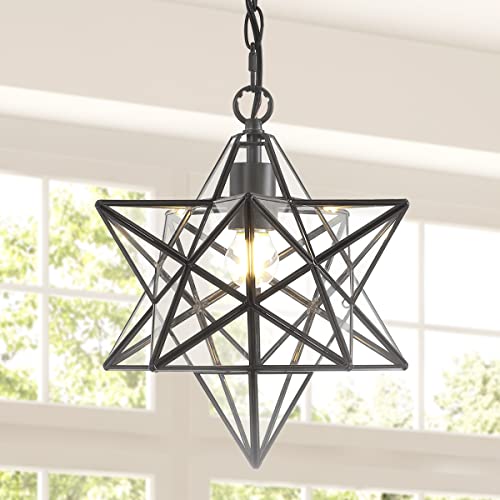Jonathan Y Jyl9035C Stella 12" Moravian Star Metal/Mercury Glass Led Flush Mount Glam Dimmable For Kitchen Hallway Bathroom Stairwell, Oil Rubbed Bronze/Clear #TOP3