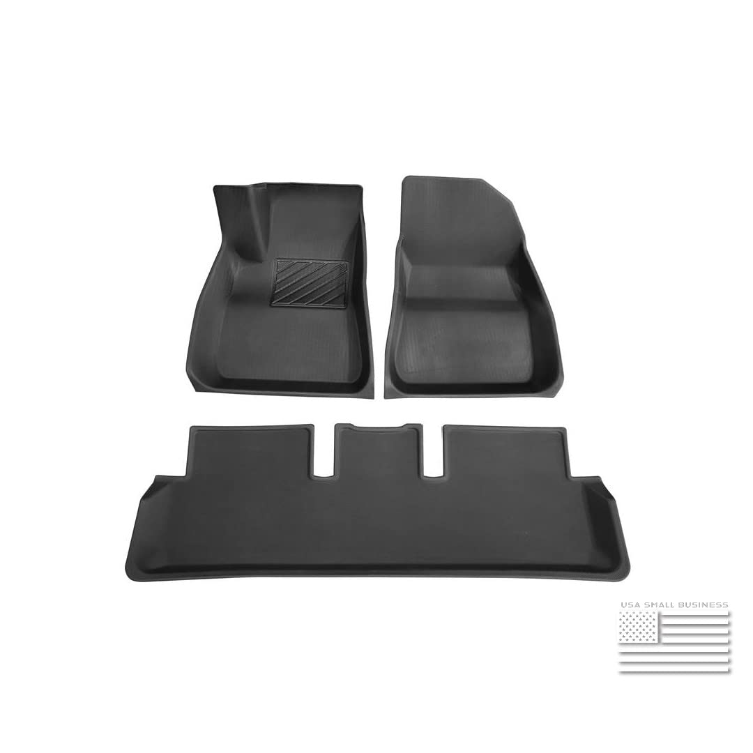 EVMIZEFloor Mats for Tesla Model 3 Model Y, Premium All Weather Anti-Slip Waterproof Floor Liners Car Interior Accessories - Model 3/Y 2023 2022 2021 2020 2019 2018 2017 (3 Pcs) (Model 3)