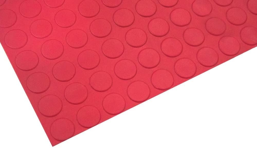 Vivol Gummiläufer Noppen Rot 3mm Pro Meter - Gummimatte - Breite 120 cm - Geruchlos - von der Rolle