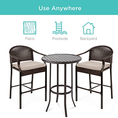 Best Choice Products SKY6379 3-Piece Patio Bar Table Set, Outdoor Wicker Bar Height Bistro Furniture thumb #4