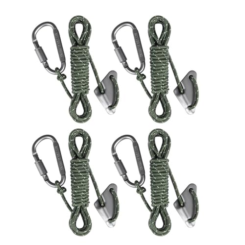 MOIDHSAG 4 cuerdas de camping con mosquetón de bloqueo, líneas reflectantes con tensor de ajuste Guyline para senderismo al aire libre