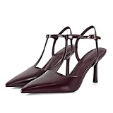 Picture of Dsevht Black Kitten Heels for Women Closed Pointed Toe Heel Dressy Bow Vintage Heeled Pumps Ankle Strap Party Wedding Sexy Shoes