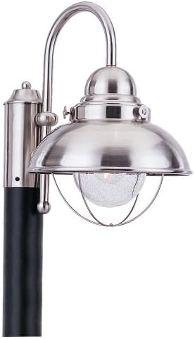 Sea Gull Lighting 8269-98 Sebring Outdoor Post Lantern Outside Fixture, One - Light, Brushed Stainless