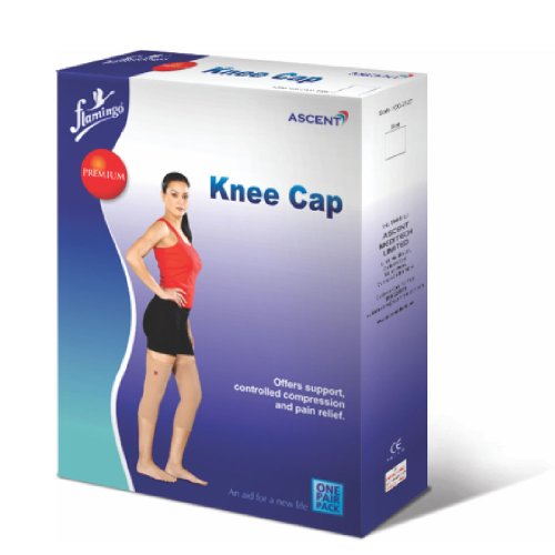 Image of Flamingo Premium Knee Cap | Knee Support Cap for Gym, Sports, Joint Pain Relief, Exercise, Running, Cycling, Workout, Arthritis | Knee Cap for Men and Women | Size- L | 1 PAIR | (Pack of 2)