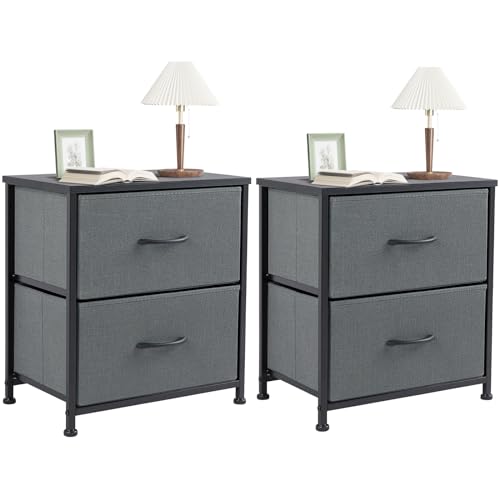 Sweetcrispy Nightstand Set of 2 with 2 Storage Drawers, 20