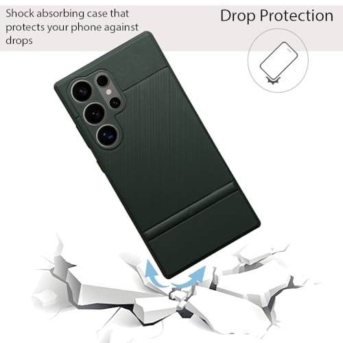 Image of NIUKIN Frosted Leather Shield Pro Soft Back Case for Samsung Galaxy S24 Ultra | Shockproof Scratchproof Cover (Green Titanium)
