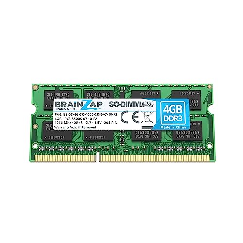 BRAINZAP 4GB DDR3 RAM SO-DIMM PC3-8500S-07-10-F2 2Rx8 1066 MHz 1.5V CL7 Notebook Laptop Arbeitsspeicher