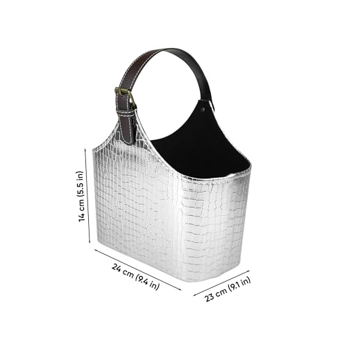 Panier de rangement crocodile argenté aux finitions haut de gamme - 4