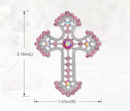 Image of Gyn&Joy Sparkle Crystal Rhinestones Holy Cross Brooch Pin Jewelry For Women Men