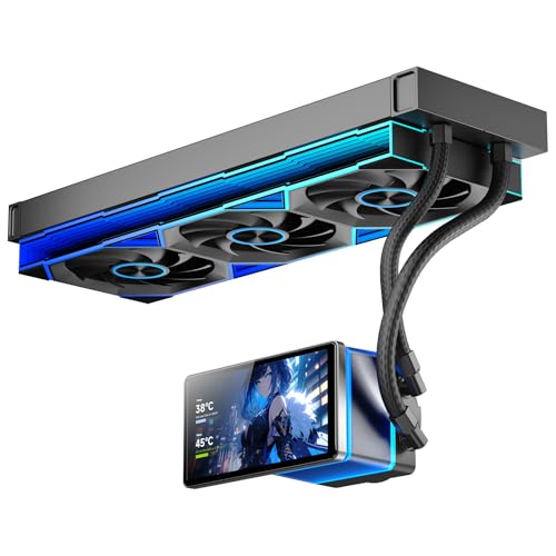 TZMRIT PF360 Aio Wasserkühlung 360mm mit 5.5-inch LCD Magnetic Screen Display,ALL-IN-One ARGB Infinity Mirror 2000RPM PWM Lüfter,für AM4/AM5& Intel LGA1851/1700 (BK)