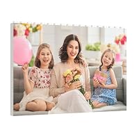 Wanapix | Mattoncini da Costruzione con Foto e Testo | Puzzle Block Personalizzato | Classic Scatola Mattoncini Compatibili con le Principali Marche | 49 Pezzi (Bianco