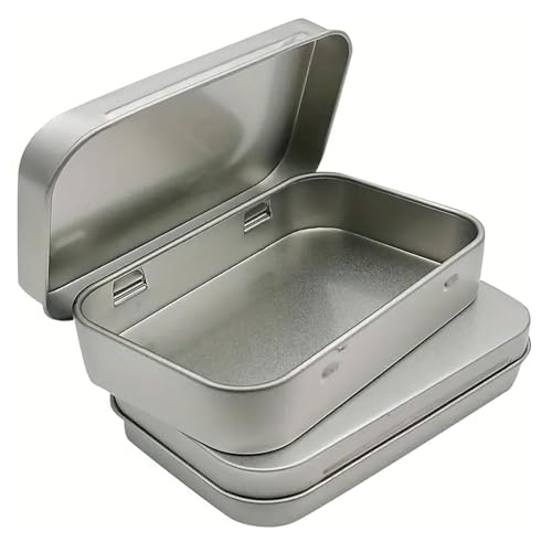 NONEOYNO 2 PCS Rectangular Small Tin Box, Silver 95x60x20mm, Metal Tin with Hinged Lid, Storage for Candies, Jewelry, and More for Men and Women