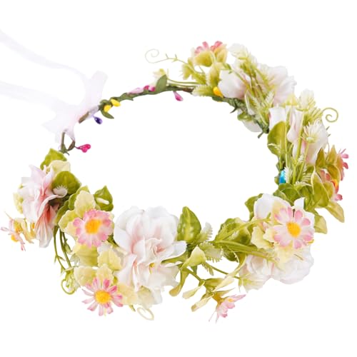 KorViSHOW Pink Flower Crown Headband, Artificial...