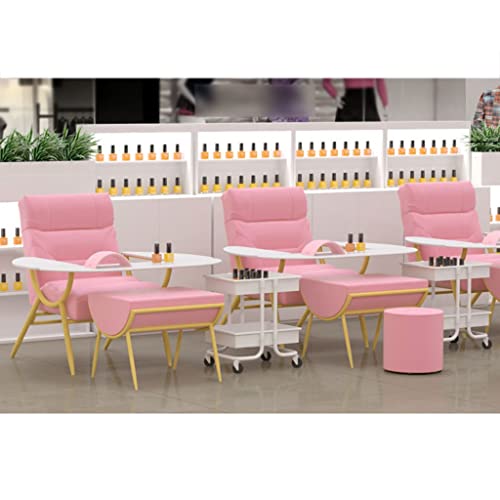 Adjustable Assage Table Bed Facial Chair With Beauty Deck And Put Foot Stool Foot Spa Professional Beauty Equipment Manicure Recliner Chair (Color : Pink) #TOP4