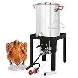 Creole Feast Aluminum 30 Qt. Turkey Fryer Pot Set, 50,000 BTU Propane Turkey Fryer Burner for Outdoor Cooking, Outdoor Turkey Deep Fryer, TFS3000L