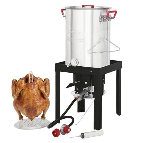 Creole Feast Aluminum 30 Qt. Turkey Fryer Pot Set, 50,000