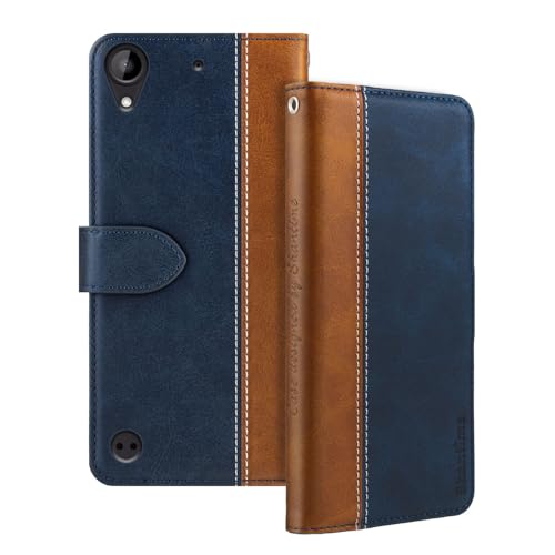 Shantime Leather Flip Case Compatible with HTC Desire 530 Case with Card Holder RFID Blocking Magnetic Kickstand Slim Fit Business Protective Cover(Blue)