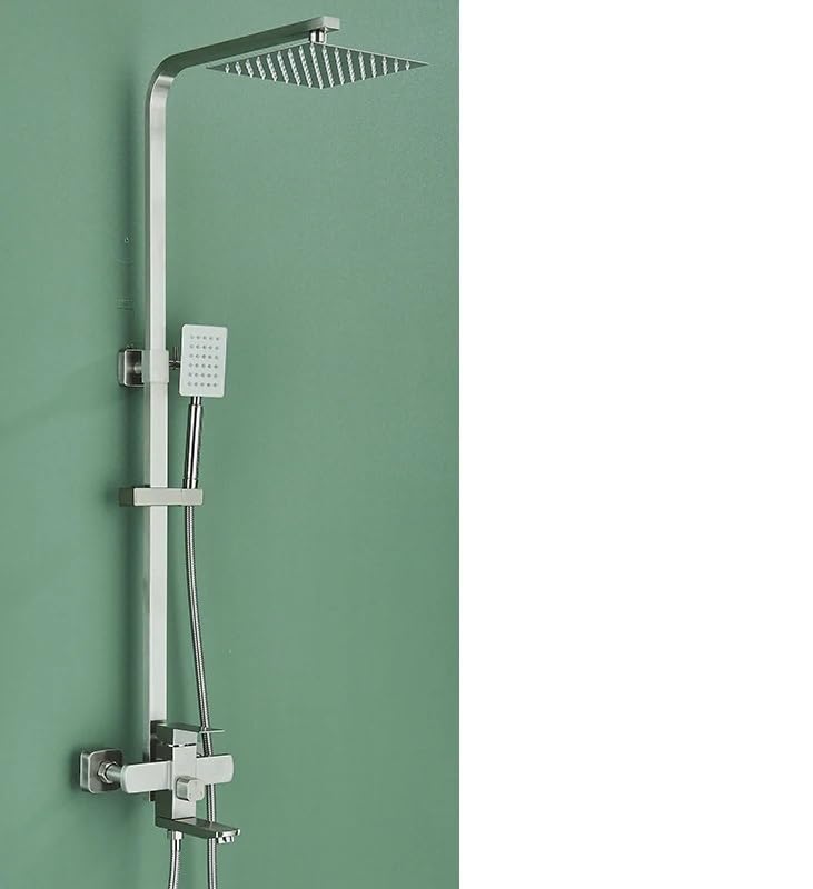 Système de douche 3 en 1 avec grand support mural et ensembles de douche de baignoire nickel