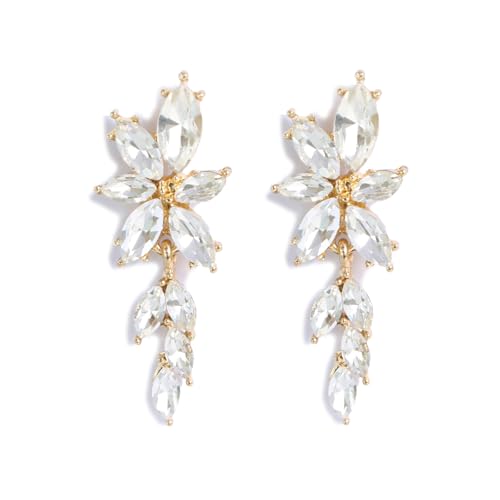 ATIMIGO Elegant Rhinestone Dangle Earrings Marquise Crystal Wedding Bridal Earrings for Brides Bridemaids Formal Prom Statement Drop Earrings for Women