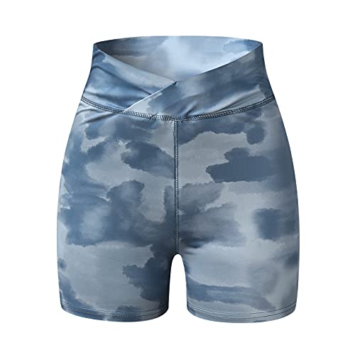 Short feminino de cintura alta para ioga com cintura cruzada para treino, leggings atléticas para co