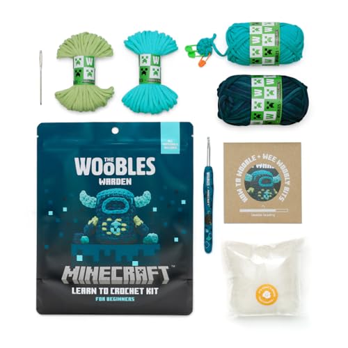 Image of The Woobles Minecraft Crochet Kit - Beginner Crochet Kit for Adults, Easy Knitting Kit with Woobles Yarn, DIY Crafts, Crochet Animals, Minecrafts, Gift for Gamers & Crafters (Warden)