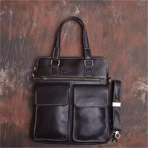 Men Laptop Crossbody Bag with Strap, Leather, Waterproof, Messenger Backpack, Small, For Business Travel Work, 13in4