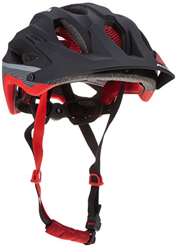 ALPINA CARAPAX - Leichter, Robuster und Optimal Belüfteter Fahrradhelm Mit Fliegennetz Für Erwachsene, black-red-darksilver, 52-57 cm