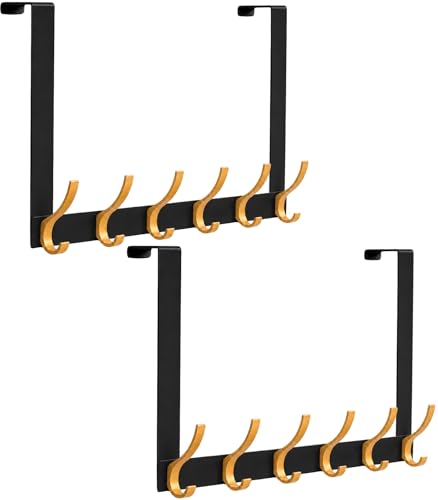 Peasulin Over The Door Hooks, 2 Pack Black 11" Long Door Hanger Racks