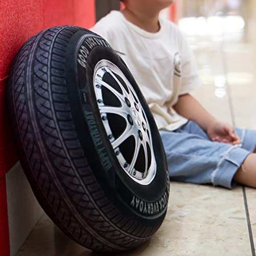 Image of Ryttir 15.7 Inch Big Creative 3D Simulation Wheel Plush Pillow,Soft Car Tire Pillow Wheel Toy Outdoor Cushions for Car Owners,Cuddle Companion for Age 0+(Birthday Gender Neutral Gift)