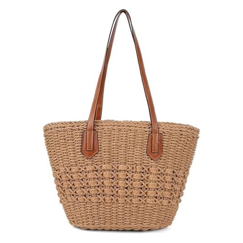 Bolso femenino de hombro tejido en rattan grande miniatura 1