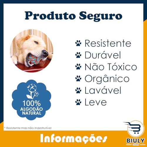 Kit Brinquedo Cachorro Resistente Mordedor para Cachorros de Corda 2 Peças Puxador de Corda e Bola p