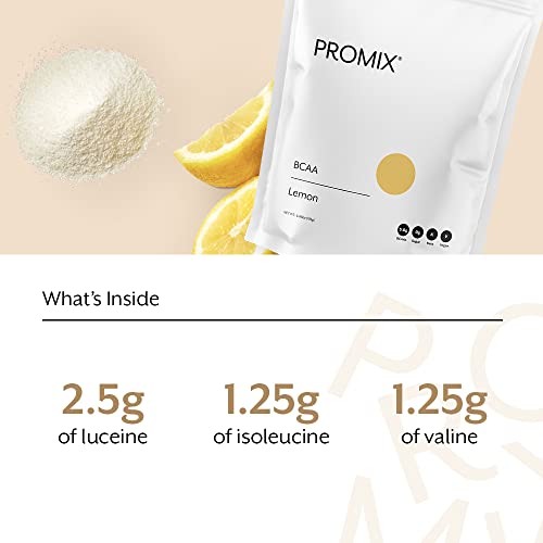 Promix Bcaa Pre-Workout Energy Powder, Lemon - Plant-Based Branched Chain Amino Acids Supports Lean Muscle Growth, Recovery, Endurance & Reduces Soreness - Zero Fat, Sugar & Carbs #TOP3