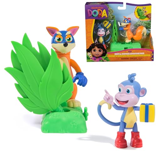 Dora - Coffret Cadeau Aventure Surprise pour Chipeur - Figurine À Collectionner - 2 Figurines & 2 Accessoires - Dessin Animé Jouet Maison De Poupée - Jouet...