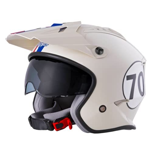 O'NEAL | Casco de Motocicleta | Motocicleta de Enduro | Estándares de Seguridad ECE 22.05, Casco ABS, Visera integrada | Casco Volt Herbie | Adultos | Blanco Rojo Azul | Talla S