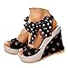 Womens Sandals Comfortable Dressy Summer Fashion Espadrilles Wedge Sandals Polka Dots Orthotic Sandals Chunky Heel Platform Sandals Lace Up Bowknot High Heels