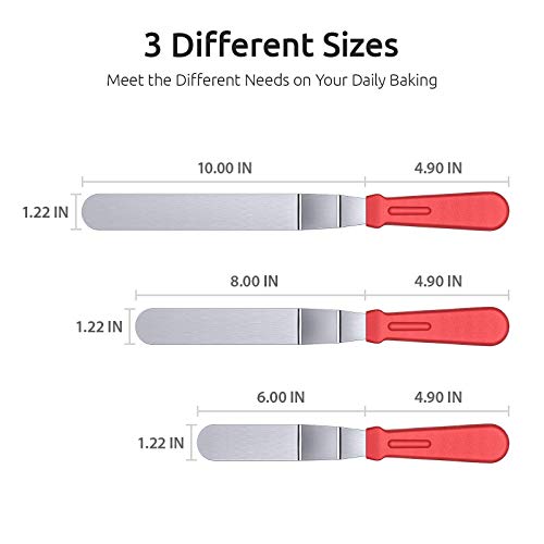 U-Taste 18/8 Stainless Steel Measuring Cups And Spoons Set And 18/0 Stainless Steel Offset Icing Spatula Set (Red) #TOP1