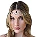 Boho Head Chain Crescent Moon Forehead Chain Vintage Headbands Chain Crystal Headpieces for Women (Silver-B, one size)