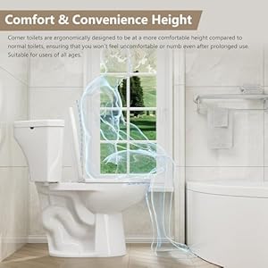 SUPERFLO Elongated Corner Toilet, Compact 17.2" Tall Toilet with Comfort Height Toilet Bowl & Dual Flush Tank, Space-Saving Small Toilets for Small Bathrooms SUPERFLO Elongated Corner Toilet Compact 172 Tall Toilet with Comfort Height Toilet Bowl Dual Flush Tank Space Saving Small Toilets for Small Bathrooms