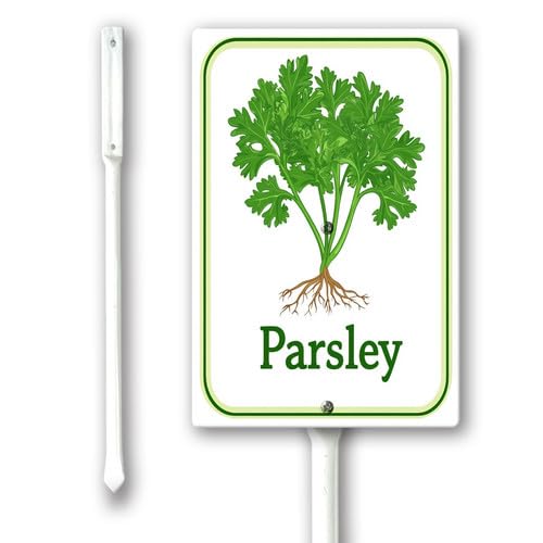 Geroclonup Parsley Marker Yard Sign with Stakes, Aluminum Yard Signs, Garden Plant Markers Garden Potted Plants Labels for Vegetable Flowers Funny Stakes Decorations 11.5x15cm