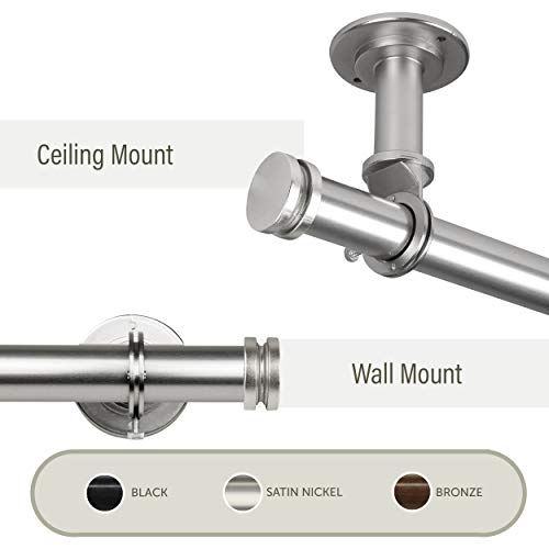 Rod Desyne 100-50-995Cl Bun 1" Ceiling Curtain Rod/Room Divider, 120-170 Inch, Satin Nickel #TOP2