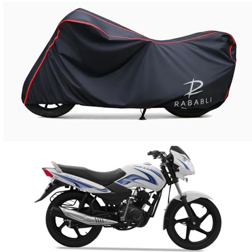 Image of Waterproof Bike Body Cover Compatible for | TVS Sport | Taffeta Fabric, Red Piping Design, Bottom Elastic Fit | Dustproof, Sun UV & Rain Protection for All Bikes