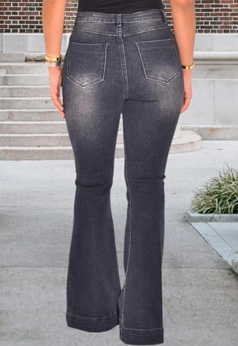 Image of Women's Flare High Waisted Bell Bottom Wide Leg Stretch Classic Denim Pants