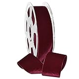 Morex Ribbon Nylvalour Velvet Ribbon, Nylon, 1 1/2 inches by 11 Yards, Wine, Item 01240/10-424, 1 1/2' by 11 yd