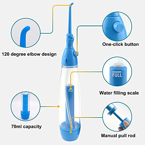 image for Barafat Dental Water Jet Flosser Manual Pump, Portable Water Pick Teet