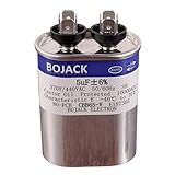 BOJACK 5 uF ±6% 5 MFD 370V/440V CBB65 Oval Run Start Capacitor for AC Motor Run or Fan Start and Cool or Heat Pump Air Conditione