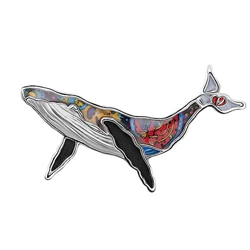 Image of Enamel Shark Brooch Pins Summer Jewelry Zinc Alloy Whale Dolphin Ocean Animals Brooches for Women Girls Gifts Scarf Pin Charms
